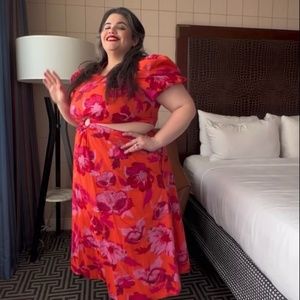 Scoop Pink Floral pattern Cut Out Sun Dress Size XXL